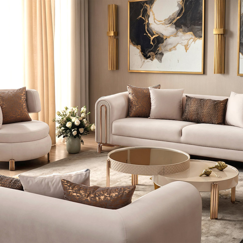 Arthooc Kolee 5 Piece Velvet Living Room Set Wayfair